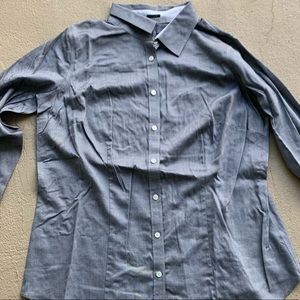 Talbots Womens Grey Button Down Shirt
